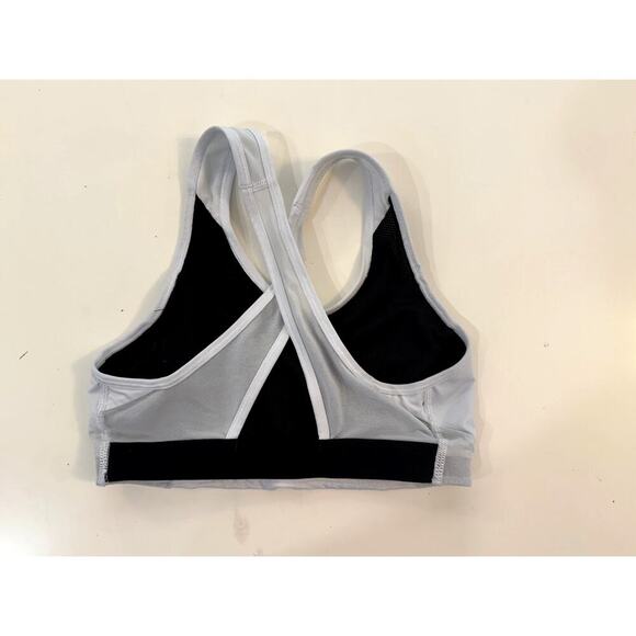 Nike Dri-FIT Sports Bra Size S Black White Racerback Medium Support Workout Gym - Picture 2 of 3